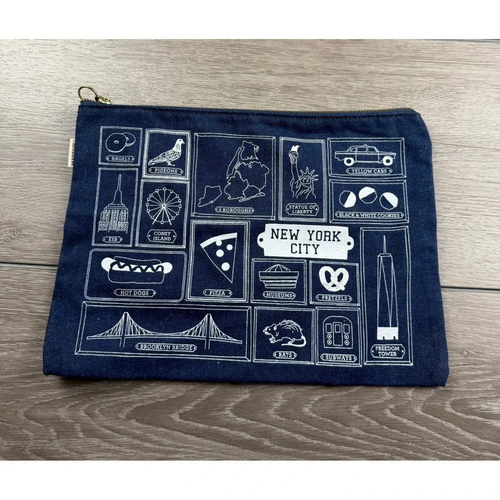 Maptote Unisex Pouch New York City Icon Graphic Denim Navy Blue OS